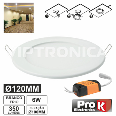 (imagem para) PAINEL LEDS REDONDO 6W 120MM BRANCO FRIO 350LM PROK