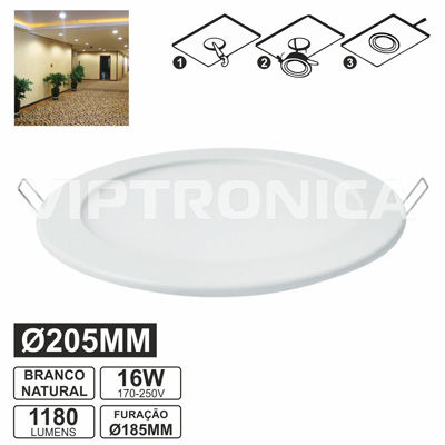 (imagem para) PAINEL LEDS REDONDO 16W 180MM BRANCO NATURAL 1180LM