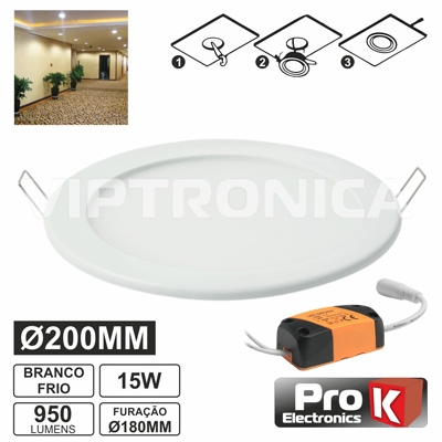 (imagem para) PAINEL LEDS REDONDO 15W 200MM BRANCO FRIO 950LM PROK