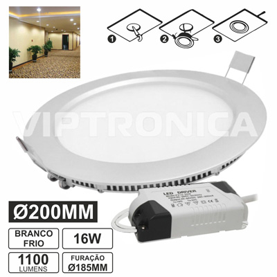 (imagem para) PAINEL LEDS REDONDO 16W 200MM BRANCO FRIO 1100LM