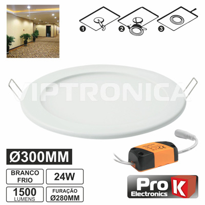 (imagem para) PAINEL LEDS REDONDO 24W 300MM BRANCO FRIO 1500LM PROK