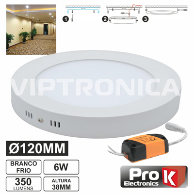 (imagem para) PAINEL LEDS REDONDO SUPERFICIE 6W 120MM BRANCO FRIO 350LM