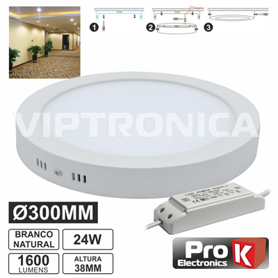 (imagem para) PAINEL LEDS REDONDO SUPERFICIE 24W 300MM BRANCO NATURAL
